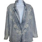 VTG Andiamo Italia Acid Wash Pearl Beaded Embellished Jacket Women’s S Blue Photo 0