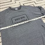 Gray Crewneck Sweater with 'You Are Beautiful' Design Size L Photo 3