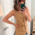 Maeve  Brown Sleeveless Button-Up Vest with 2 Front Pockets           Size: Small Photo 0