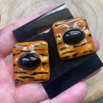 Vintage 80/90s M. Jent enamel animal print square pierced lobe earrings Photo 1