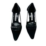 Manolo Blahnik  Black Suede Patent D’Orsay Pumps Bow Detail Women’s EU 38.5 Photo 2