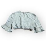 We Wore What Crop Top Women's Medium Blue Denim Bell Sleeves Elastic Pullover NWT Photo 3