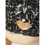 Betsey Johnson  Hat Beanie Womens One Size Black Faux Fur Pom Pearl Metallic Photo 1