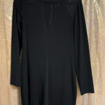 EXPRESS  Black Mesh V Neck Long Sleeve Stretchy Mini Dress Large Photo 0