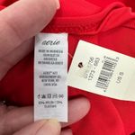Aerie  High Waisted Full Coverage Bikini Bottom Red Retro Side Ruching Size S NEW Photo 5