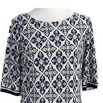 Eliza J Three Qtr Sleeve Print Sheath Dress Size 8 Navy Pink Photo 3