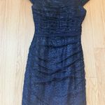 Ralph Lauren Lauren Evening Formal Midi Dress Cap Sleeve Sequin Sz 10 Navy Blue Photo 3