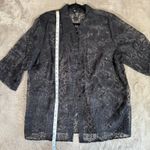 Carole Little Woman Sheer‎ Linen blend Burnout Button Down Top Blouse Aztec 2X Gray Size XXL Photo 3