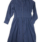 Anthropologie Pilcro Corset Midi Shirt Dress Women's Large Blue Prairie Peasant Photo 0