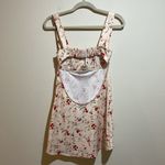 NEW Rumored Loverboy Mini Dress Satin Cream Red Rose Vine Floral Size Small Photo 7