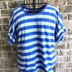 John Lewis Striped Drop Sleeve Cotton Slub T Shirt UK 14 S 10 Lapis Blue… Photo 0