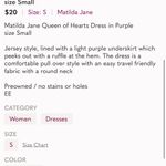 Matilda Jane  Queen of Hearts Plum 3/4 Sleeve Dress Sz S Photo 14