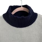 Devotion by Cyrus Navy and Cream Color Block Mock Neck Sweater NWT Black Size XS Photo 3