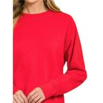 Zenana Outfitters Fleece Round Neck Ribbed Side Raglan Sweatshirt Photo 1
