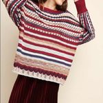 Umgee Boho Oversized Red Stripe Crochet Sweater Size 1X Photo 3