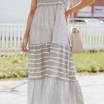 Womens Halter Type Crew Neck Patchwork Casual Summer Dresses with Sleeves Sz XL Gray Photo 0