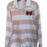 Sailor Moon Polo Top Womens Large Striped Embroidery Long Sleeve Offical Pink Photo 0