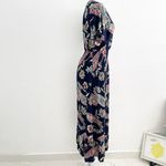 Kindred  Anthropologie Maxi Dress Paisley Smocked Waist MEDIUM Navy Blue NWOT Photo 4