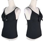 Jessica Simpson Rose Bay Textured Tie-Front Tankini Top M Black New Photo 2