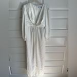 Mac Duggal Ieena for Long Sleeve Ruched Plunging Neck Satin Jumpsuit Photo 5