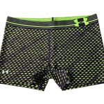 Under Armour  fluorescent green and black stretchy compression shorts women's Photo 0