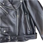 Rebecca Minkoff  Womens Jett Cropped Moto Jacket Size L Black Biker Zipper Belted Photo 5