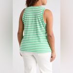 Caslon Women's Green & White Striped Sleeveless Top | Classic Cotton Tank Photo 1