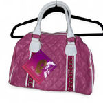 Nicki Minaj Pink quilted faux leather tote bag with white trim Photo 0