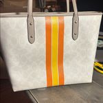 Coach  City Zip Tote in the signature canvas with orange & yellow varsity stripes Photo 3