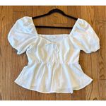 Socialite white puff sleeve milkmaid peplum blouse M Photo 8