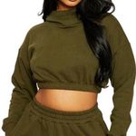 Naked Wardrobe  Stay Chillin Cropped Hoodie Green Small Photo 0