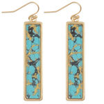 Gold and Turquoise Hook Bar Drop Earrings E7 Photo 0