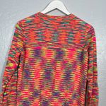 LOGO By Lori Goldstein Women XXS Bright Neon Space Dye Button Front Cardigan Photo 6