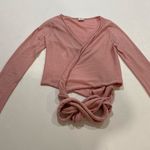 Abercrombie & Fitch Pink Wrap Front Knit Top Medium | Long Sleeve V-Neck Tie Wai Photo 6