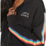 Spiritual Gangster Rainbow Stripe Love More Meditation Zip-Front Sweatshirt Hood Photo 2