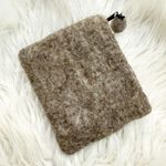 Boutique  | Brown Off-White Felted Wool Zipper Bag Pouch Floral 
 Flower Leaf Photo 1