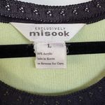 Misook Vintage Lime Navy Stripe Nautical Summer Knit Top Vacation Travel Large Photo 4