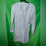 Faherty  100% Linen Shirt Dress size XS- Broken Button Photo 2
