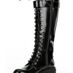 Gianni Bini Skyscraper Lace Up Lug Sole Platform Tall Boot Patent Leather Size 7 Photo 2