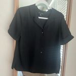 Banana Republic  Sheer Black Short Sleeve Button Down Blouse Photo 2