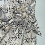 Dress Barn Woman NWT Size 1X Gray & Tan Printed - Shimmer Side Tie Blouse Top Photo 2