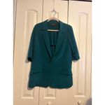 Elizabeth and James  Teal Silk Blend Three Quarter Sleeve Blazer Jacket Size 10 Photo 1