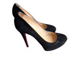 Christian Louboutin - Bianca 140 Black Suede Platform Pumps Sz 40.5 Photo 1