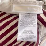 Michael Kors  Bikini Shirt Medium Ruby Stripe Tye Front Plunging Neck Padded Cups Photo 5