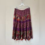 Vintage 90s Silk Patchwork Tiered Midi Skirt Boho Cottagecore 14W Carole Little Purple Photo 4