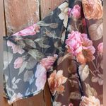 Vintage Floral Layered Maxi Dress with Pink and Brown Roses Women’s Size XL Photo 2