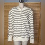Maurice's Maurice’s Striped Henley Pullover cream black striped long sleeve top shirt S Photo 1