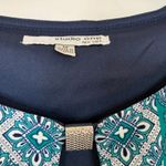 Studio One  New York | Teal Navy Geometric Knee Length Dress NWT Womens Medium Photo 2