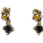 Vintage Elegant Citrin and Onyx Earrings on Gold Tone Black Photo 2
