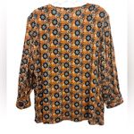 Smythe Floral V Neck Top Blouse Gold Blue Size S Photo 2